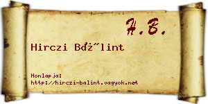 Hirczi Bálint névjegykártya